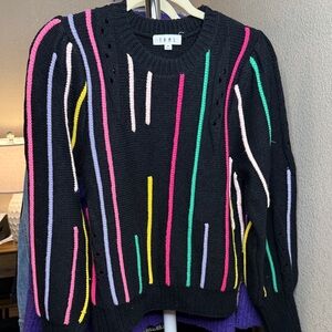 THML Black Sweater with Multicolor Stripes